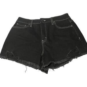 Super High Rise Cutoff Black Destructed Denim Shorts 9 / 29W SO Y2K goth grunge